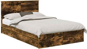 vidaXL Cama Con Almacenamiento Con Cabecera Roble Ahumado 120 X 190 Cm Vidaxl