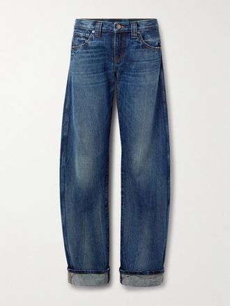 Khaite Jeans Barrel A Vita Media Karo - Blu