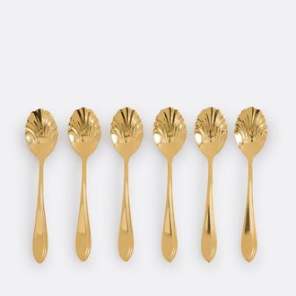 La Redoute Interieurs Set van 6 koffielepels, schelpvorm, in roestvrij staal, Ilage