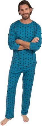 Leveret Mens Loose Fit Cotton Matching Family Pajamas, Fun & Character Themes in Dog Paw Blue at Nordstrom, Size Xx-Large