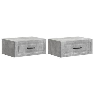 vidaXL Mesita De Noche De Pared 2 Pcs Gris Hormig&oacute;n 49 X 34,5 X 20 Cm Vidaxl