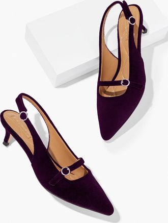 Talbots Sylvie Slingback Velvet Pumps - Brilliant Purple - 10 1/2 M Talbots