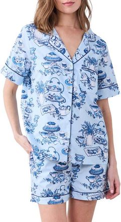 Printfresh Short Organic Cotton Pajamas Set in Notting Hill Blue at Nordstrom, Size X-Small