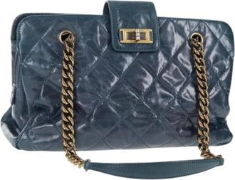 Chanel Pre-owned Shoulder Bags, female, Blue, Size: ONE SIZE Pre-owned Leather Shoulder Bag