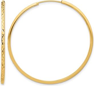 Diamond2Deal 14K Yellow Gold Diamond-cut Endless Hoop Earrings 42 mm