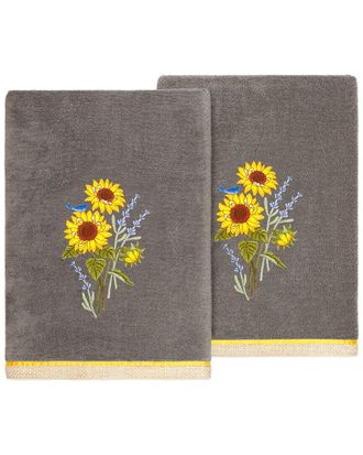 Linum Home Textiles Turkish Cotton Girasol 2Pc Embellished Bath Towel Set