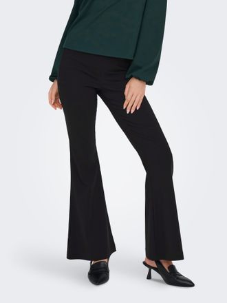 Only Highwaist Leggings ONLY ONLFIONA HW SUPER FLARED PANT JRS, Damen, Gr. S (36), N-Gr, schwarz, Jersey, Obermaterial: 75% Viskose, 22% Polyamid, 3% Elast