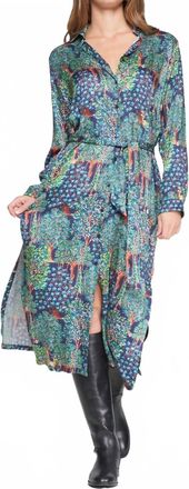 Vilagallo Woodland Print Dress In Green