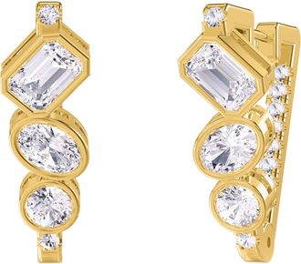 Diamond2Deal 18k Vermeil Plated Silver 3.25 Ct Multi Shape Lab Grown Diamond Fancy Hoop Earrings