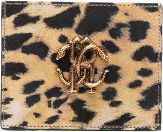 Roberto Cavalli Jaguar Skin-print suede cardholder - women - Calf Suede - One Size - Neutrals