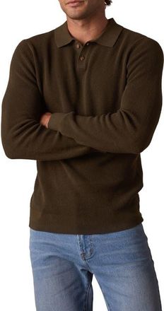 The Normal Brand Robles Long Sleeve Waffle Cotton Polo Sweater in Alpine at Nordstrom, Size Xx-Large
