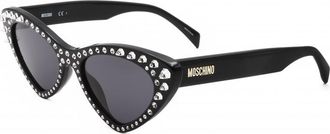 Moschino Womens MOS006-S-STR-807-52 MOS006 S STR 52 807 Sunglasses - Black - One Size