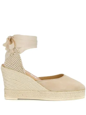 Maneb&igrave; Beige Hamptons Espadrille Wedges