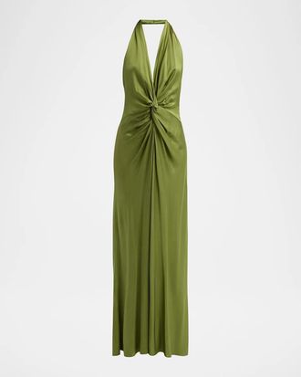 A.L.C. Mabel Twist-Front Halter Gown