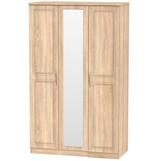 Welcome Furniture Dakar Ready Assembled Wardrobe with Triple Mirror - Modern Oak - Welcome Furniture | TJ Hughes