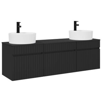 vidaXL Juego De Muebles De Ba&ntilde;o 3 Uds. Negro 49 X 44,5 X 65 Cm Vidaxl