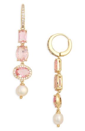 Nadri Maiden Linear Drop Earrings in Gold/pink at Nordstrom