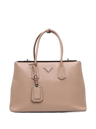 Prada 2000-2023 Saffiano Cuir Twin Lock satchel - Brown