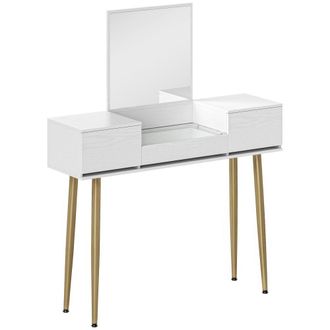 HOMCOM Tocador de maquillaje 105.5x30x130.5 cm blanco
