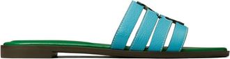 Tory Burch Ines cut-out leather slides - women - Leather/Nappa Leather/Rubber - 7.5 - Green