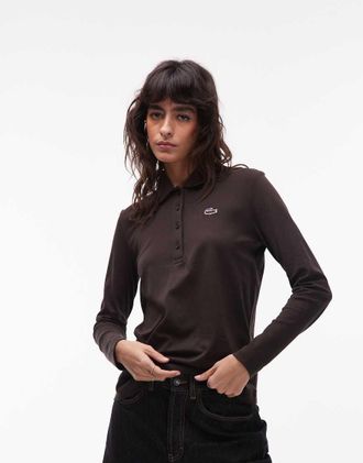 Lacoste Polo marrone a maniche lunghe