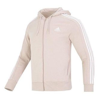 adidas French Terry 3-Stripes Full-Zip Hoodie Jackets Beige IC9839