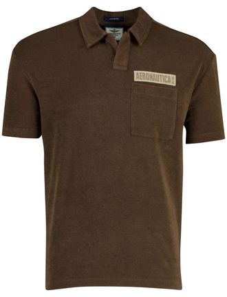 Aeronautica Poloshirt Aeronautica Militaire badstof bruin v hals