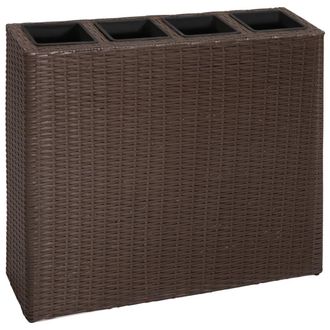 Berkfield Home Garden Raised Bed with 4 Pots Poly Rattan Brown