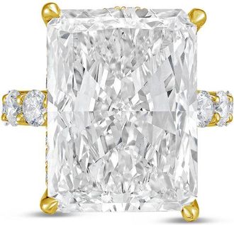 Diana M. Jewels 14kt yellow gold 3ct lab grown Radiant Diamond Ring with Pav&eacute; Round Band