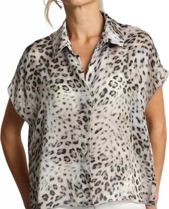 Lola & Sophie Relaxed Boxy Top In Grey Leopard
