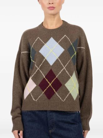 White + Warren argyle-pattern crew-neck pullover - Bruin