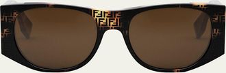 Fendi Baguette Logo Acetate Oval Sunglasses
