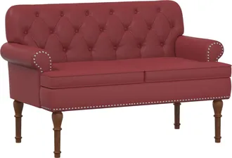 vidaXL Sof&aacute; Amoroso Con Botones Acolchados Rojo Vino 120 X 65 X 77 Cm Vidaxl