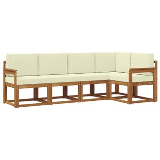 vidaXL Conjunto De Sof&aacute;s De Exterior Con Coj&iacute;n 5 Pcs Natural Y Crema Vidaxl