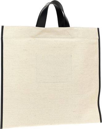 Jil Sander Womens Jute & Cotton Bicolor Tote Beige