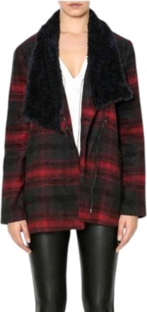 BB Dakota Rydell Plaid Wubby Collar Jacket In Black/red