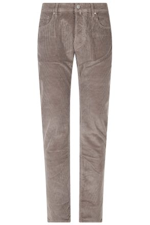 Jacob Cohen Grey Cotton Ribbed Corduroy Five-Pocket Straight-Leg Pants