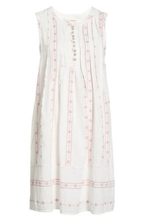 Lucky Brand Sleeveless Embroidered Pintuck Dress in Cream at Nordstrom, Size Xx-Large