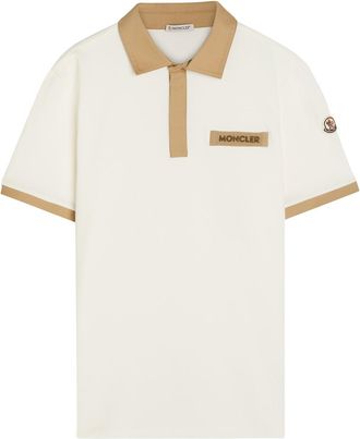 Moncler Contrasting-trim Piqu&eacute; Cotton Polo Shirt - White - M