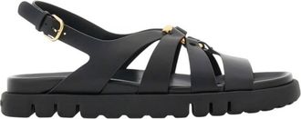 Ferragamo Gancini Ornament Flat Sandals, Size 11