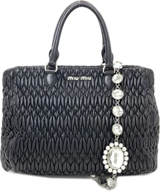 Miu Miu Black Leather Tote Bag (Pre-Owned)