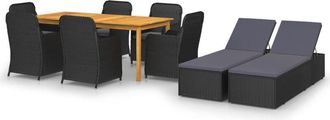 vidaXL Juego De Comedor Para Jard&iacute;n De 9 Piezas Negro Vidaxl