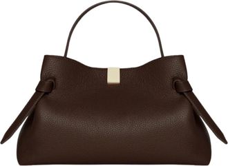 Yuzefi Espresso Pebble Grain Leather Sculpturale Handtas - Dames - Handtassen - Bruin - ONE Size - Leer - Tassen