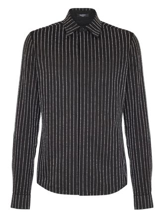 Balmain cotton crystal-striped shirt - men - Cotton - 39 - Black