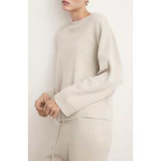 Mango Fluid Cotton & Linen Blend Lounge Sweatshirt in Beige at Nordstrom, Size Small