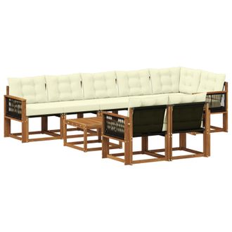 vidaXL Conjunto De Sof&aacute;s De Exterior Con Coj&iacute;n 9 Pcs Natural Y Crema Vidaxl