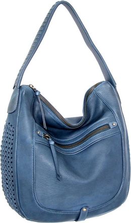 Nino Bossi Vintage Leather Woven Accent Hobo in Denim