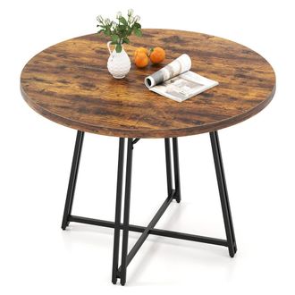 Costway Costway 118CM Dining Table Round Kitchen Table Modern Diner Table in Brown