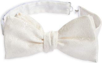 Eton Paisley Jacquard Silk Bow Tie in White at Nordstrom