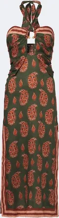 Johanna Ortiz Printed halterneck linen midi dress